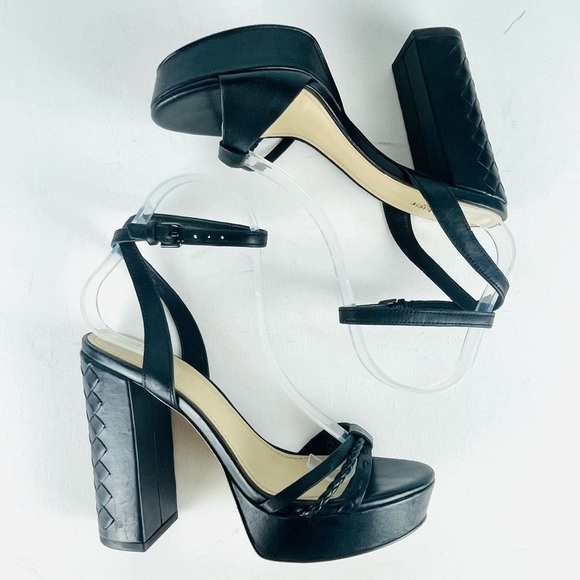 BOTKIER PETRA BLACK BRAIDED STRAPPY ANKLE WRAP 70'S INSPIRED PLATFORM HEELS - Picture 9 of 16